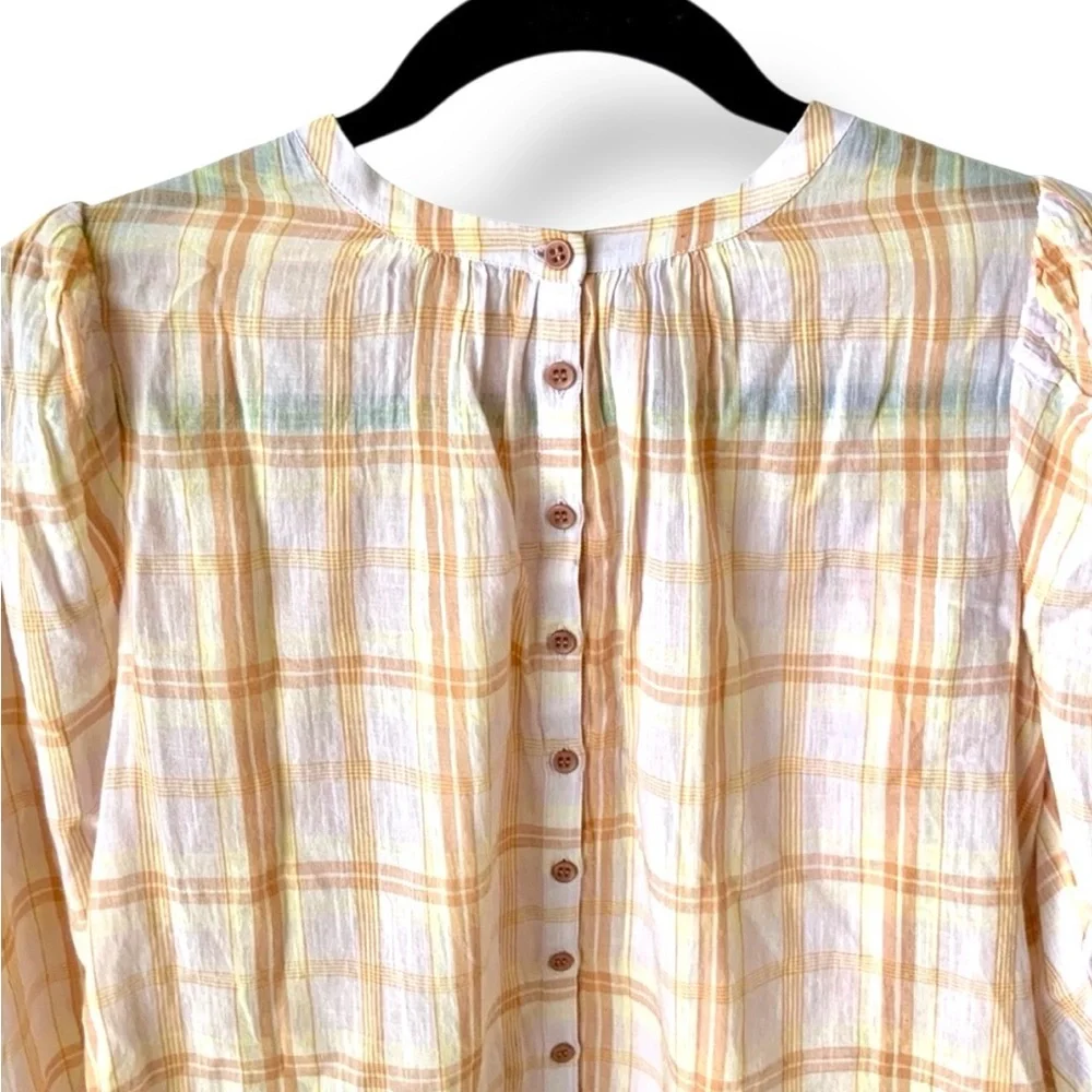 ULLA JOHNSON Nour Blouse Button Down Balloon Sleeve Pink Orange Size 2